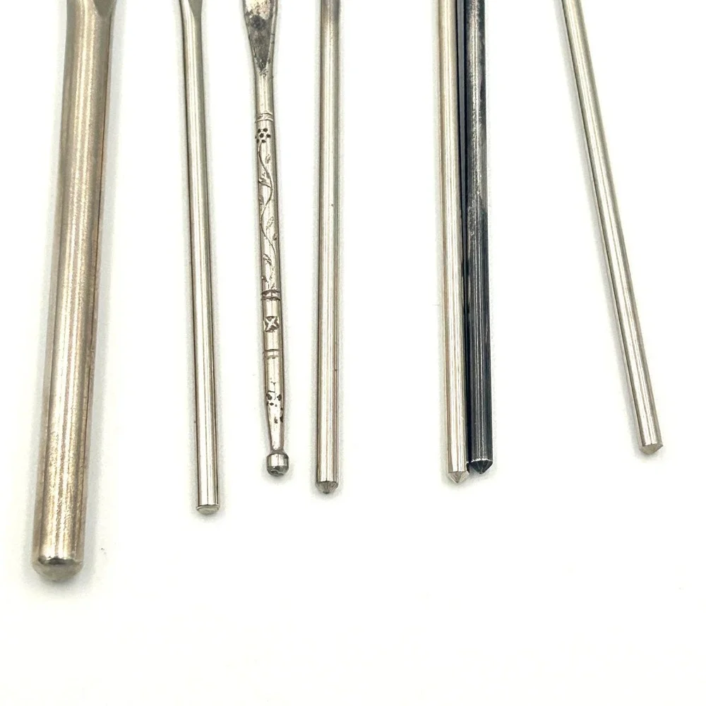 Vintage Mixed Metal Crochet Hook Lot Boye Susan Bates Milwards‎ USA J 6 8 9 10